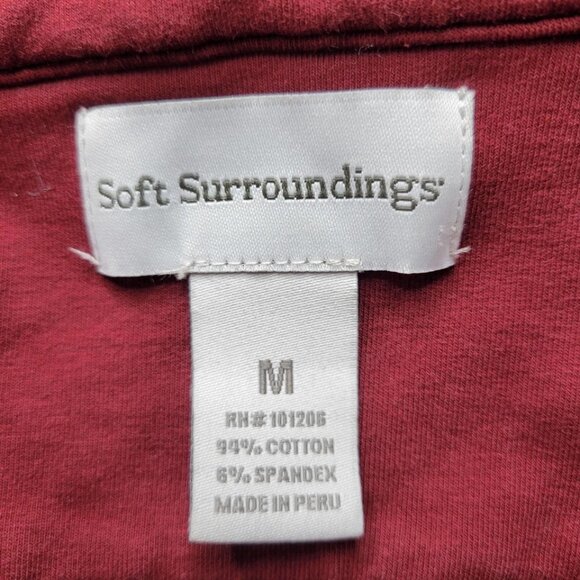 Soft Surroundings Rachel Jacket Size M Burgundy Crochet Trim 5 Button Above Knee - Picture 6 of 11